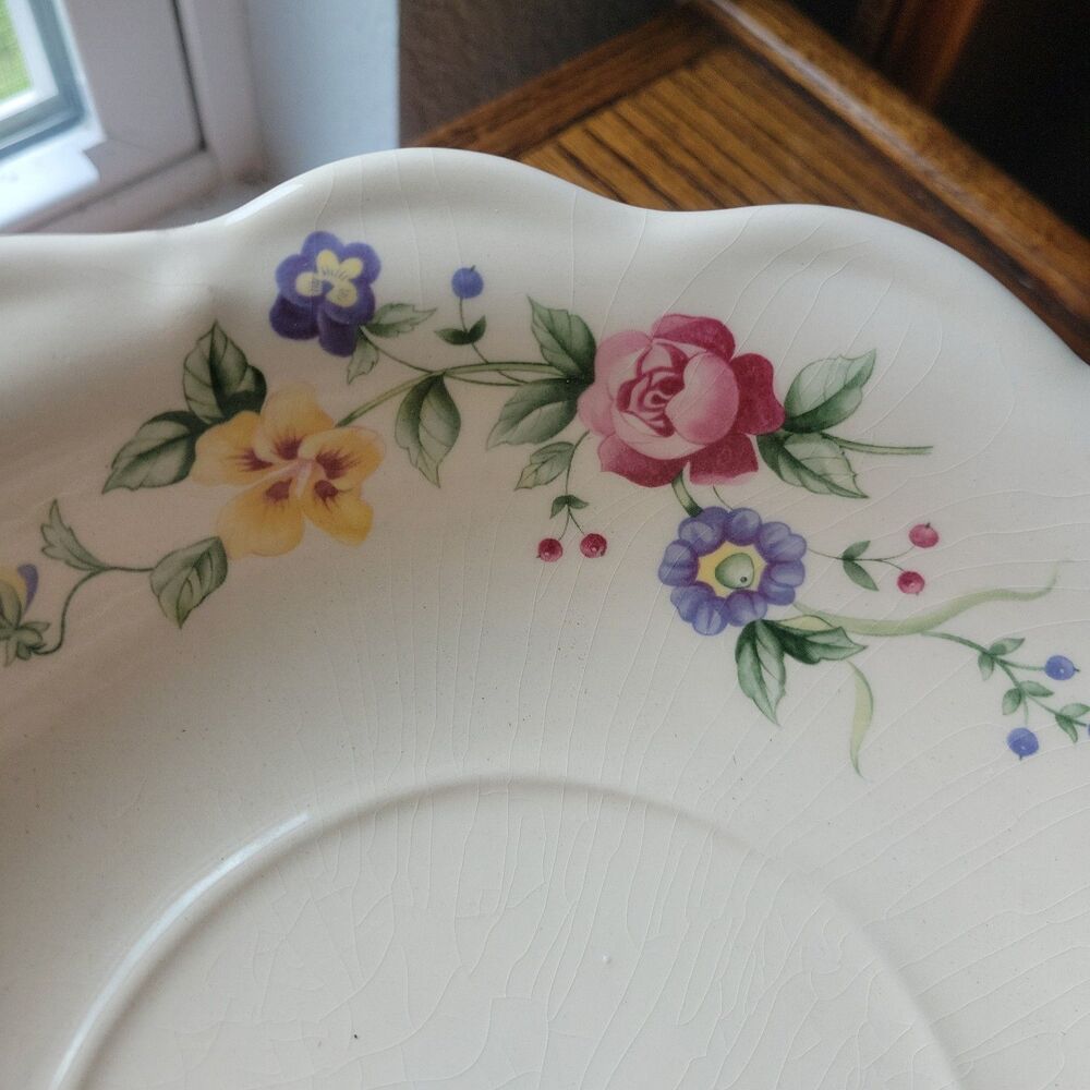 Vtg 1930s British Ceramic Pitcher & Wash Basin Bowl Set Floral Rose Art Deco Era - Picture 13 of 16